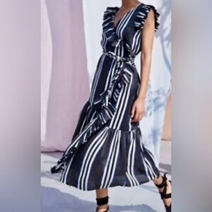 Apiece Apart Striped Ruffle Maxi Dress